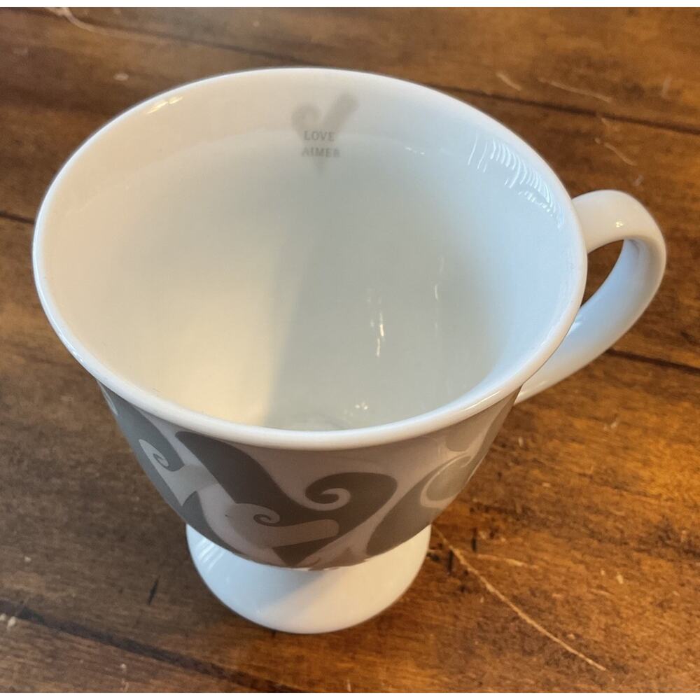 Mary Kay 2002 Love Aimer Silver Gray Hearts Pedestal Coffee/Tea Mug Cup - Picture 2 of 5